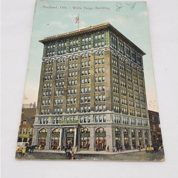 C1911 Portland Oregon Wells Fargo Building Antique Postcard - Picture 1 of 12